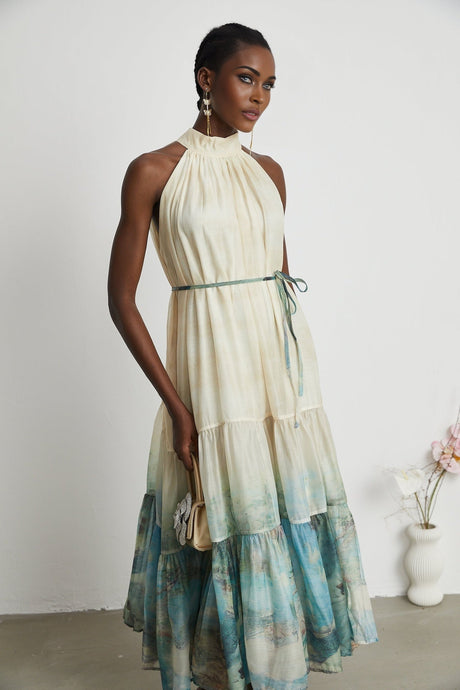 Benedetta Midi Dress – Sleeveless – Pattern Print – Flounce Hem