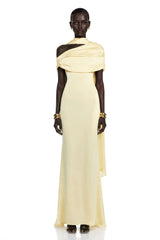 Benedetta Yellow One Shoulder Satin Maxi Dress