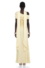 Benedetta Yellow One Shoulder Satin Maxi Dress