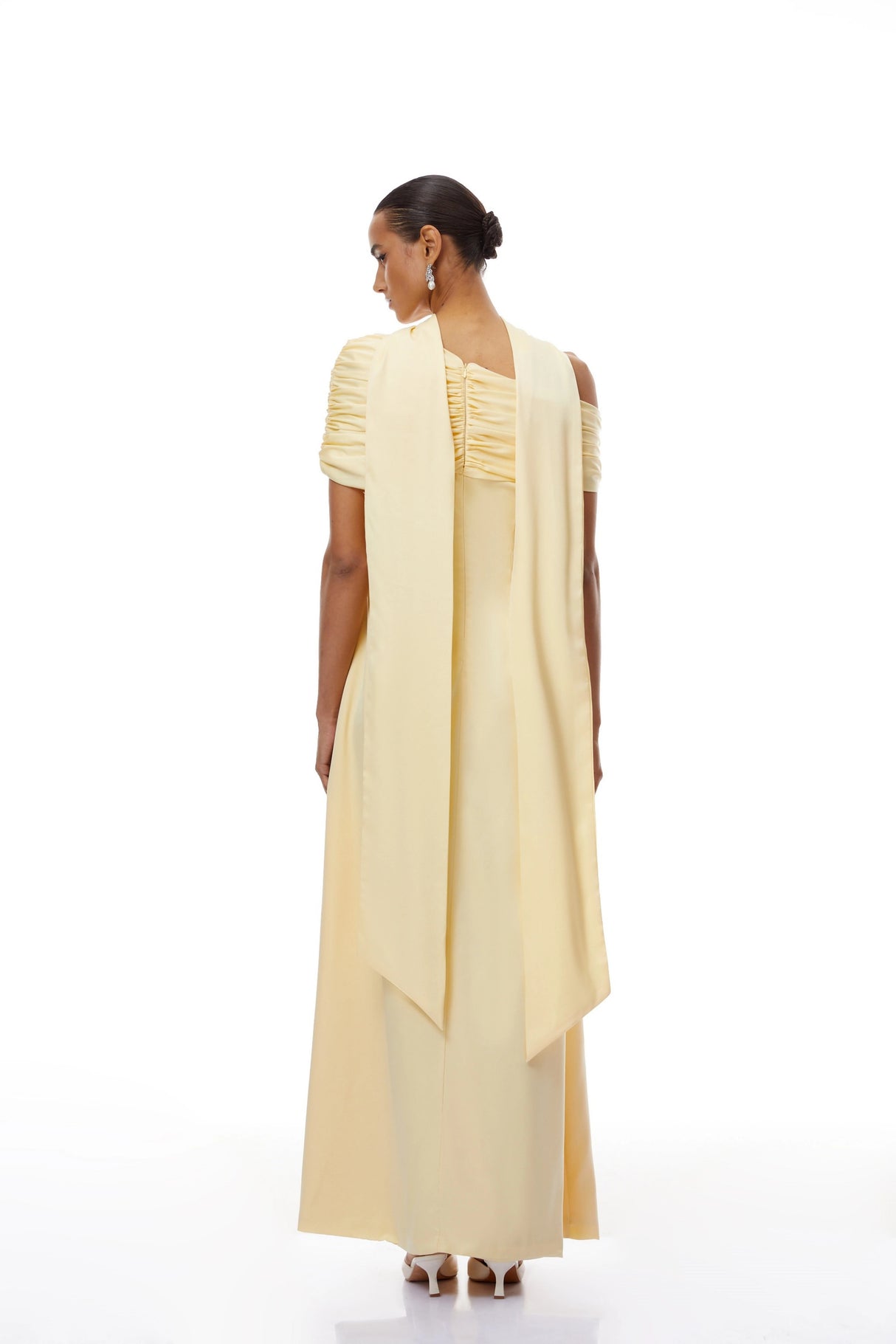 Benedetta Yellow One Shoulder Satin Maxi Dress