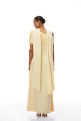 Benedetta Yellow One Shoulder Satin Maxi Dress