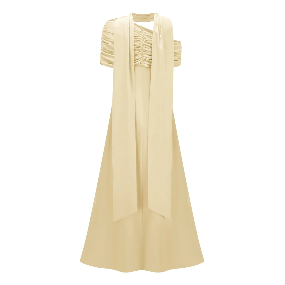 Benedetta Yellow One Shoulder Satin Maxi Dress