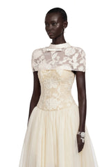 Benedicta Cream Floral Embroidered Maxi Dress