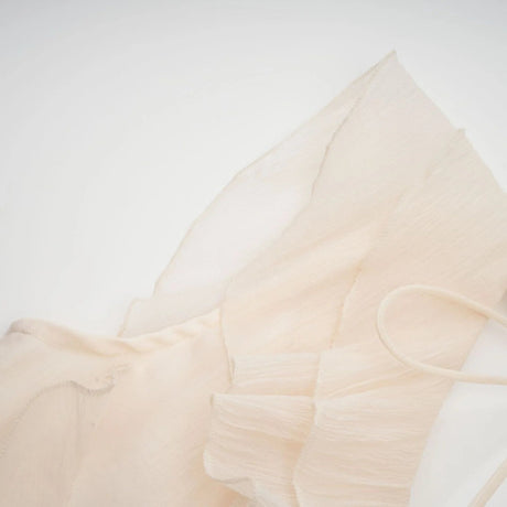 Beppina Mini Dress Neutral V - neck Ruffled Thigh Length & Floral Layers
