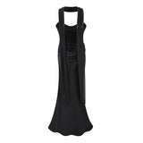Berit Black Scarf Off Shoulder Ruched Maxi Dress