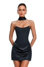 Berit Black Scarf Off Shoulder Ruched Mini Dress