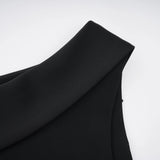 Bernadette Black LacePanel Asymmetrical Midi Dress