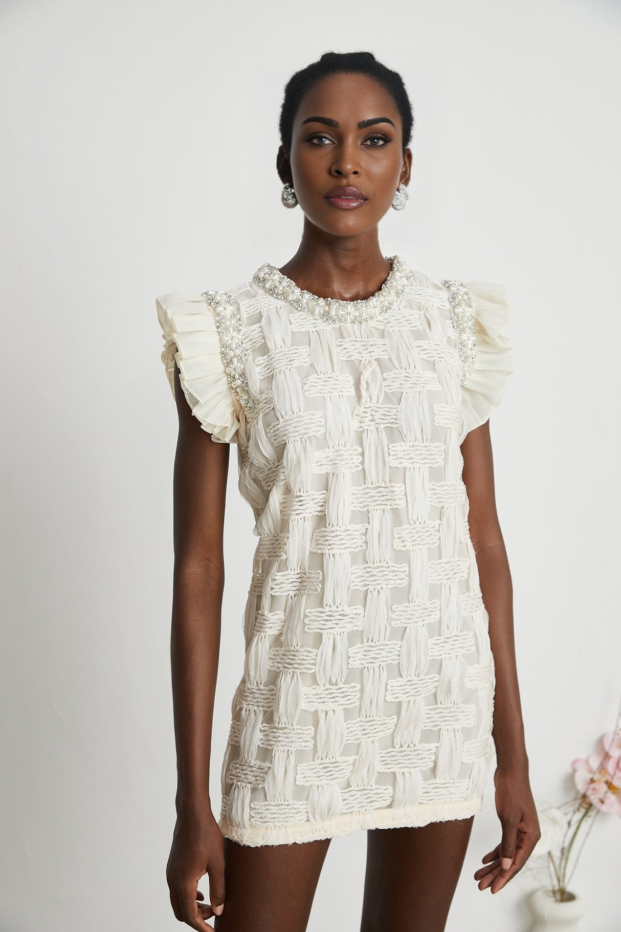 Bernadette interwoven embellished mini dress