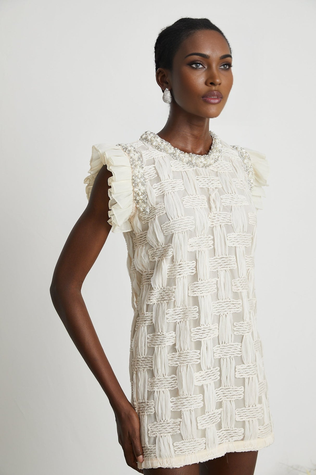 Bernadette interwoven embellished mini dress