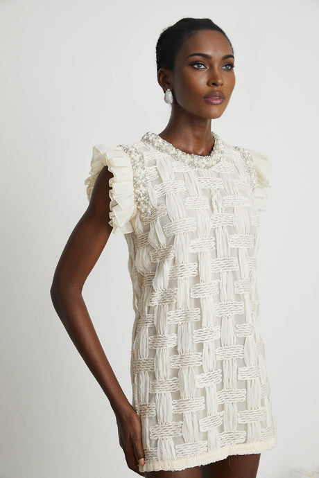 Bernadette interwoven embellished mini dress