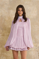 Bernice Lilac Glossy Cape  Dress Set