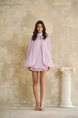 Bernice Lilac Glossy Cape  Dress Set