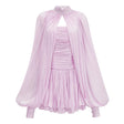 Bernice Lilac Glossy Cape  Dress Set