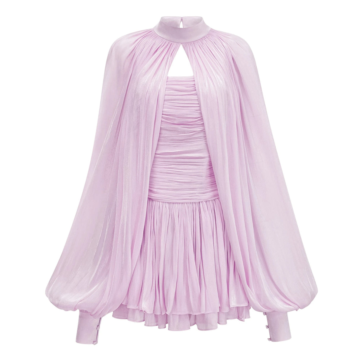 Bernice Lilac Glossy Cape  Dress Set