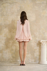 Bernice Pink Glossy Cape  Dress Set