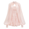 Bernice Pink Glossy Cape  Dress Set