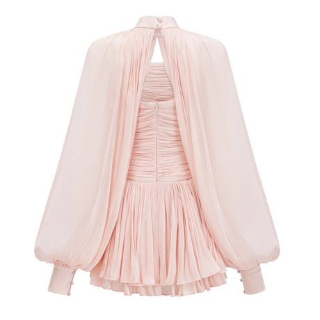 Bernice Pink Glossy Cape  Dress Set