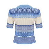 Bianca Skirt & Top Set - Ribbed Knit - Zigzag Woven Design - V - Neck - Button Fastening