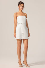 Bianca White Bowknot Sleeveless Mini Dress