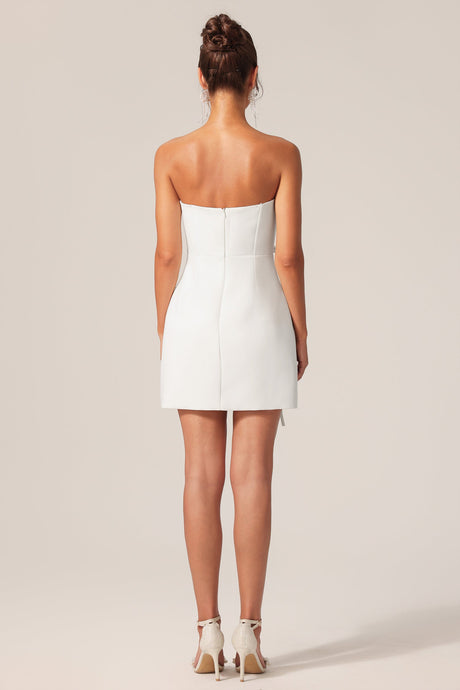 Bianca White Bowknot Sleeveless Mini Dress