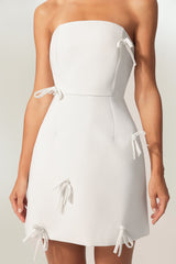 Bianca White Bowknot Sleeveless Mini Dress