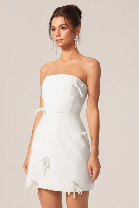 Bianca White Bowknot Sleeveless Mini Dress