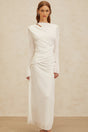 Biancamaria Maxi Dress - White - Side Draping - Cut - Out Detail