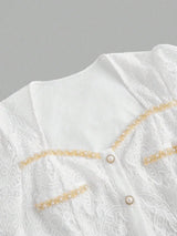 Biancamaria Midi Dress - Sweetheart Neckline - High Waist - Elegant Style - Belted Split - Lace Material