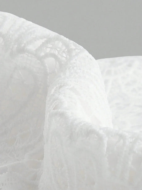 Biancamaria Midi Dress - Sweetheart Neckline - High Waist - Elegant Style - Belted Split - Lace Material