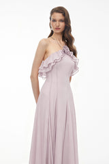 Bianka Purple Pleated Maxi Dress with 3D Florals
