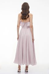 Bianka Purple Pleated Maxi Dress with 3D Florals