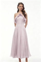 Bianka Purple Pleated Maxi Dress with 3D Florals