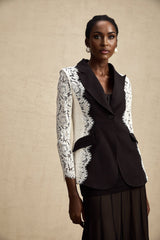 Bice Blazer - Long Sleeves - Color Blocking - Panel Design - Lace Trim