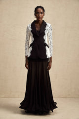 Bice Blazer - Long Sleeves - Color Blocking - Panel Design - Lace Trim