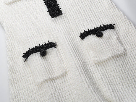 Bice Dress - Tailored Waist With Flared Hem - V - Neck With Contrasting Trim - Form - Fitting Yet Comfortable - Chic Modern Silhouette - Textured Knit Fabric