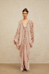 Bice Maxi Dress Ruffled - Trim Tulle & V - Neck