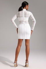 Bice White Bandage Style Dress with Sheer Striped Detailing