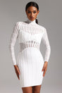 Bice White Bandage Style Dress with Sheer Striped Detailing