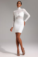 Bice White Bandage Style Sheer Striped Dress