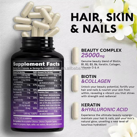 Biotin 60 Capsules – Hair, Skin & Nail Support with Multivitamins