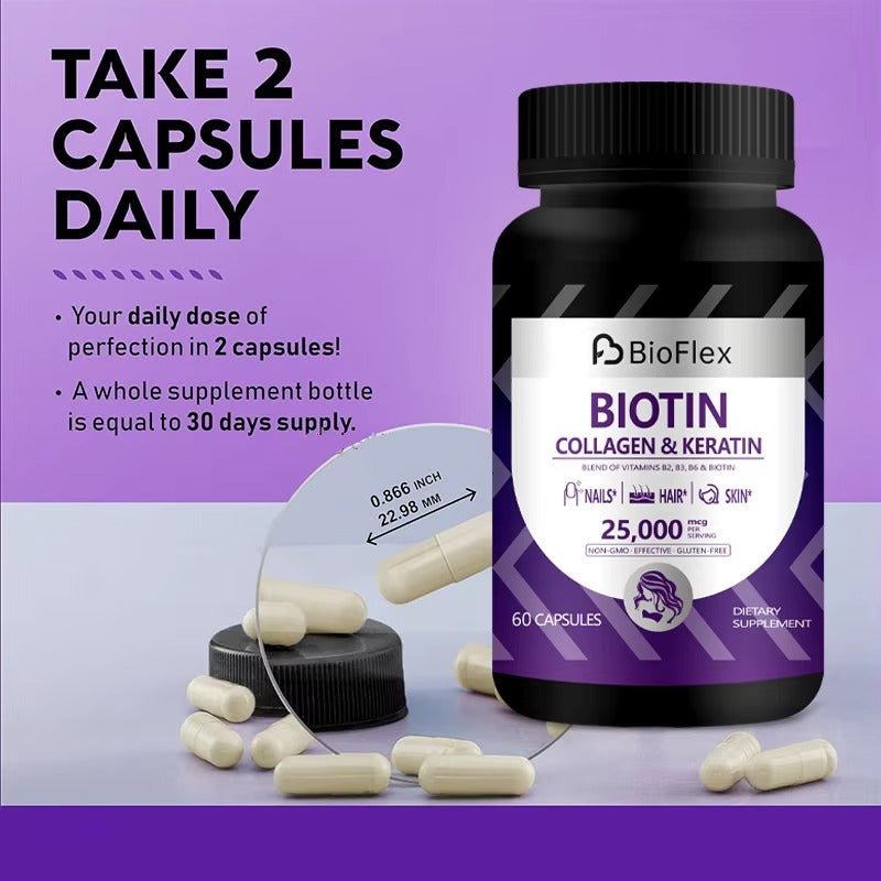 Biotin 60 Capsules – Hair, Skin & Nail Support with Multivitamins