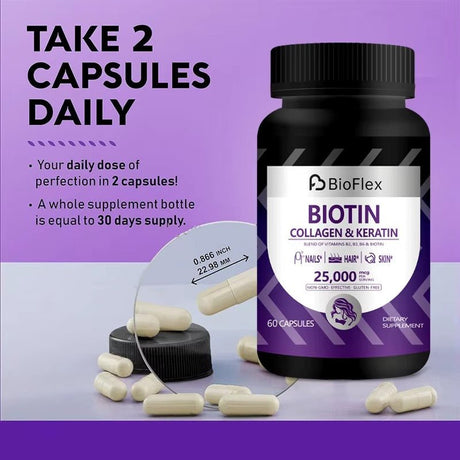 Biotin 60 Capsules – Hair, Skin & Nail Support with Multivitamins