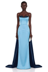 Bircan Blue Color Block Maxi Dress