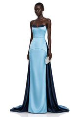 Bircan Blue Color Block Maxi Dress