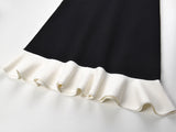 Black A-line Dress with Pearl Embellished Collar