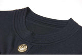 Black A-line Dress with Gold Accents