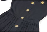 Black A-line Dress with Gold Accents