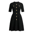 Black A-line Dress with Gold Accents