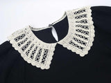 Black A-line Vintage-Inspired Dress with Lace Collar