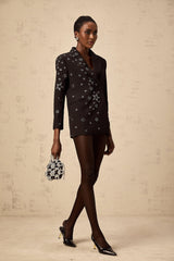 Black blazer with star applique detail on front named Patricia